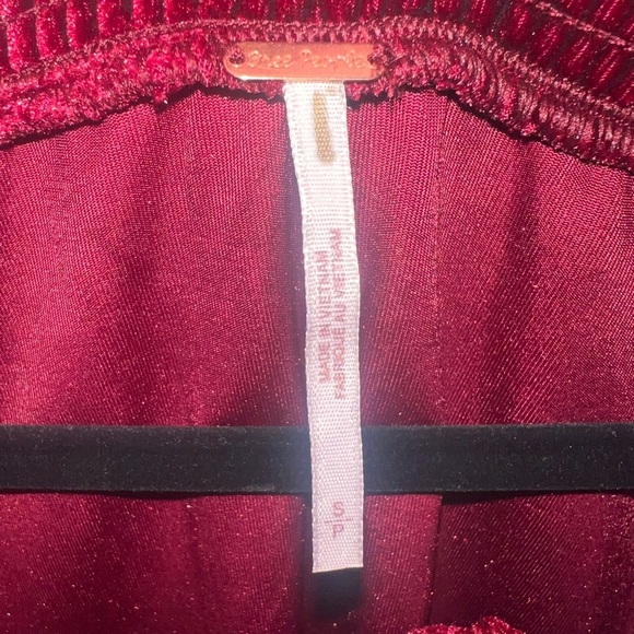 NWOT Free People Velvet Tie Front Detail Tee in Deep Red ♥️♥️ Size Small Holiday - Picture 6 of 8